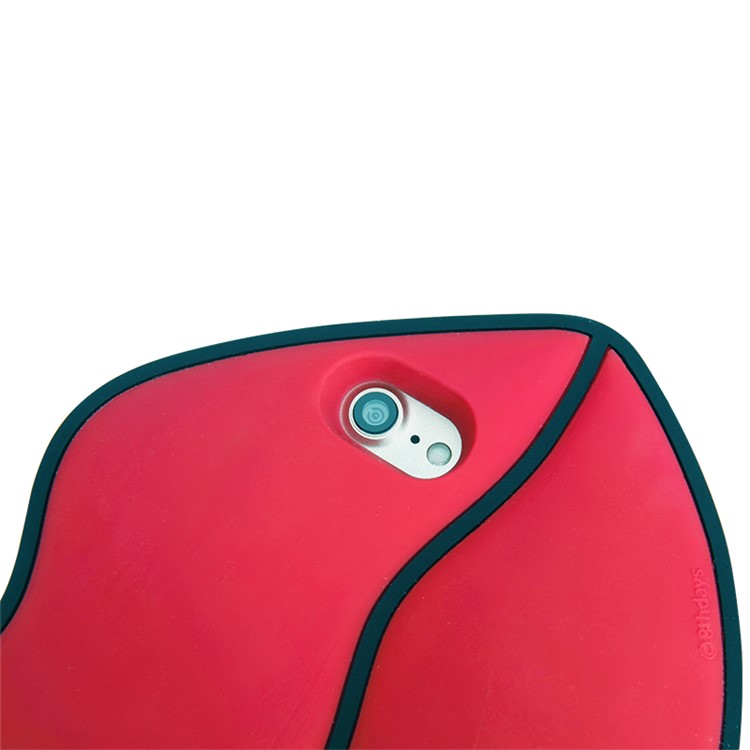 8THDAYS 3D Silicone Protective Bag Case for iPhone 7 4.7 with Metal Chain - Red Lips-5