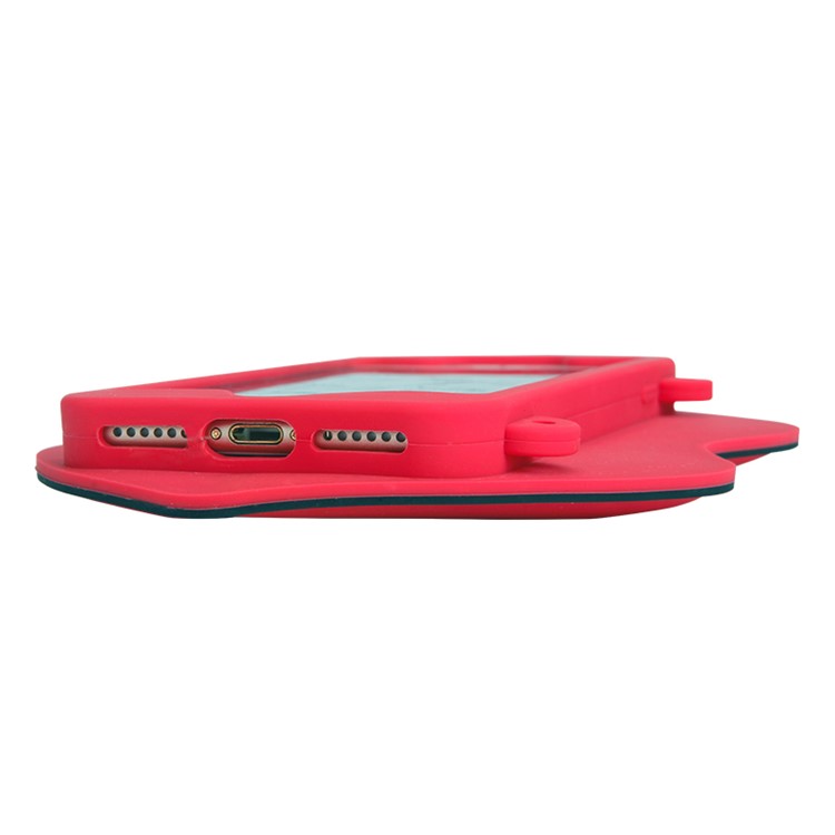 8THDAYS 3D Silicone Protective Bag Case for iPhone 7 4.7 with Metal Chain - Red Lips-6