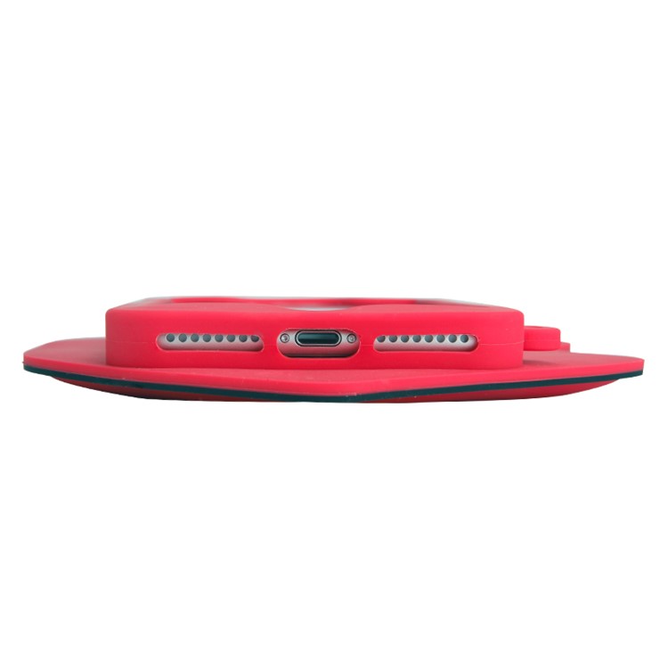 8THDAYS 3D Silicone Protective Bag Case for iPhone 7 4.7 with Metal Chain - Red Lips-7