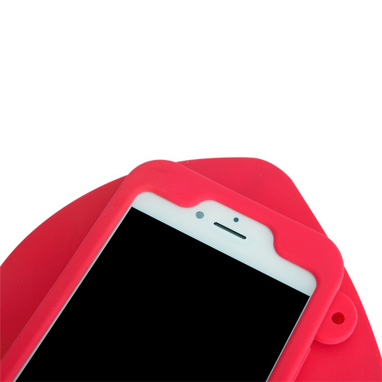 8THDAYS 3D Silicone Protective Bag Case for iPhone 7 4.7 with Metal Chain - Red Lips-8