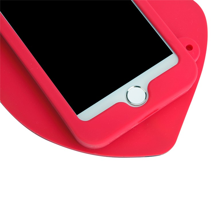 8THDAYS 3D Silicone Protective Bag Case for iPhone 7 4.7 with Metal Chain - Red Lips-9