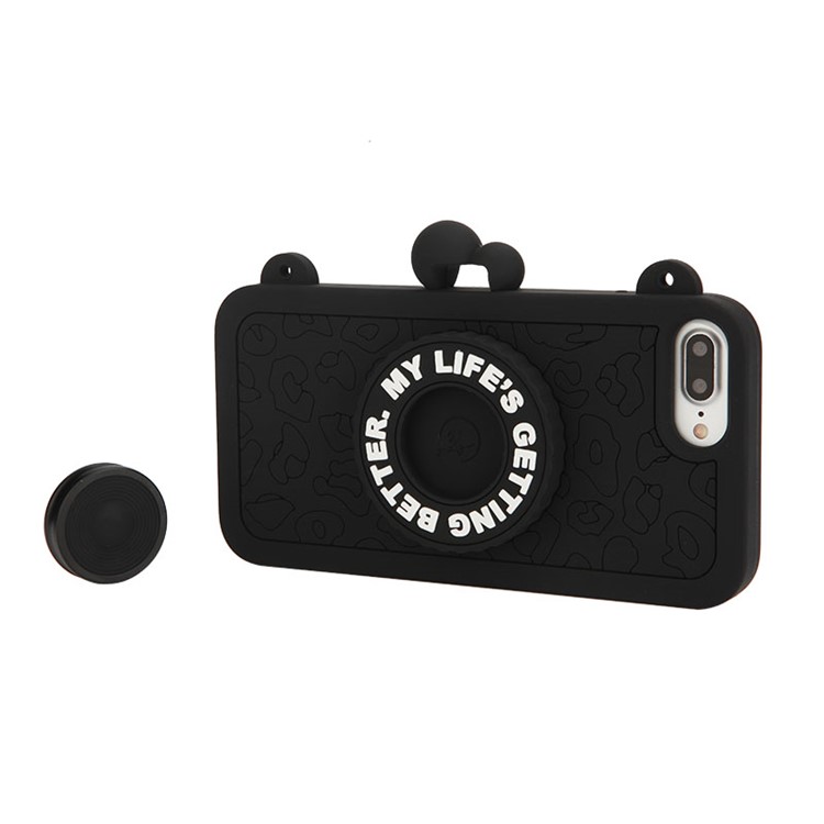 8THDAYS MLGB Click Series for iPhone 7 Plus Handbag Style Bluetooth Self-timer Silicone Case - Black-1
