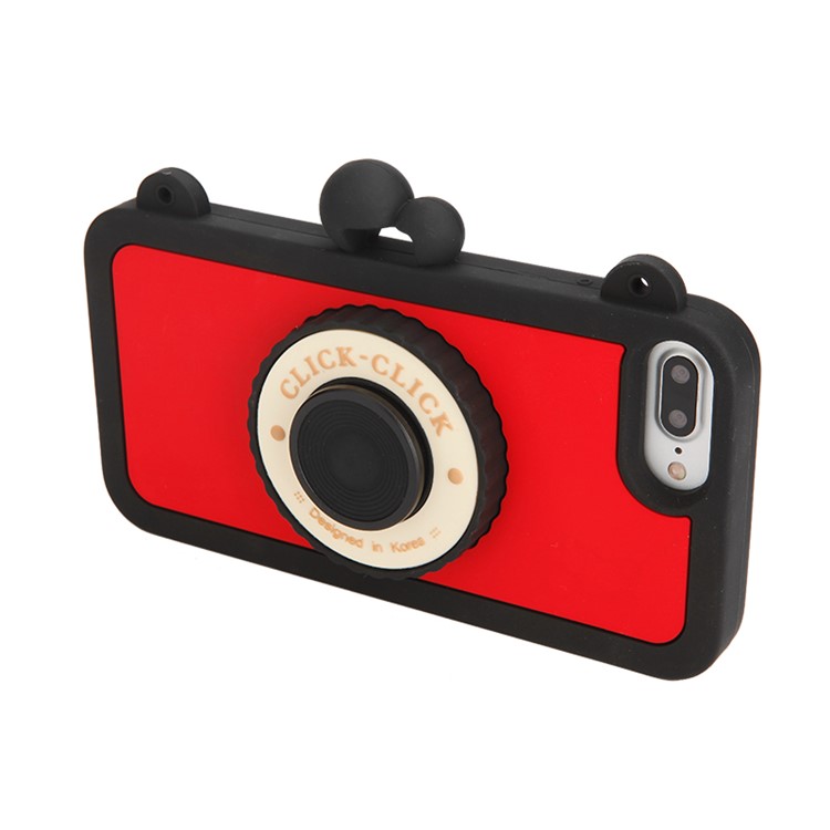 8THDAYS for iPhone 7 Plus Click Click Bluetooth Self Timer Silicone Cover - Black-2