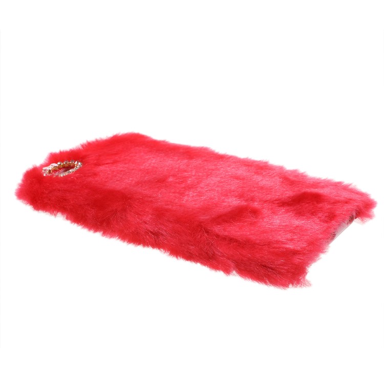 Bling Rhinestone Fluffy Rabbit Fur Decorative TPU Phone Case for iPhone 6s Plus/6 Plus - Red-5