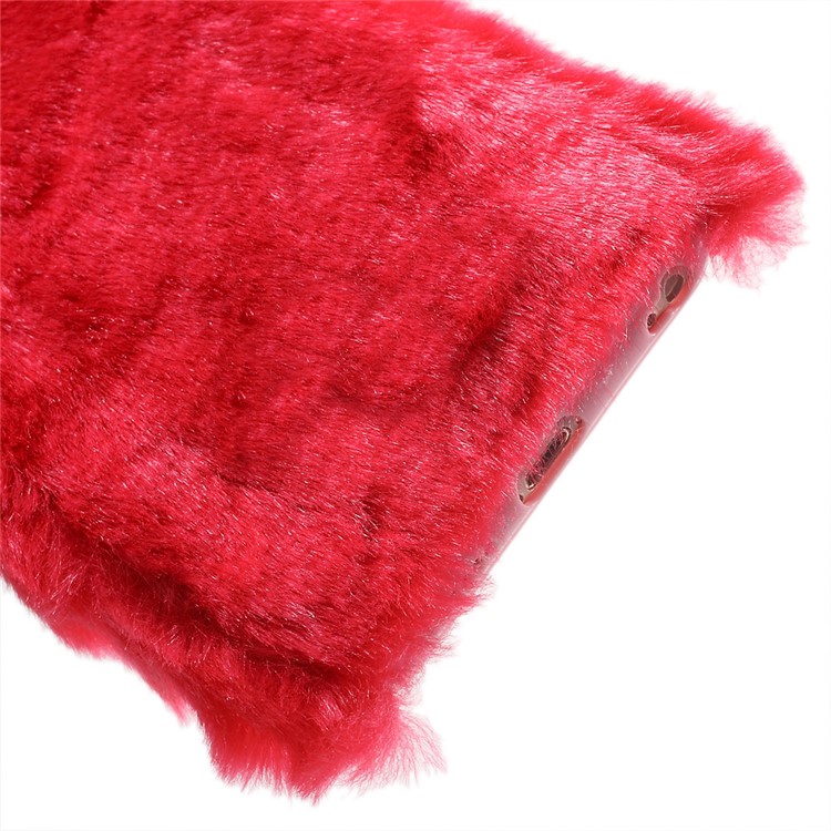 Bling Rhinestone Fluffy Rabbit Fur Decorative TPU Phone Case for iPhone 6s Plus/6 Plus - Red-7