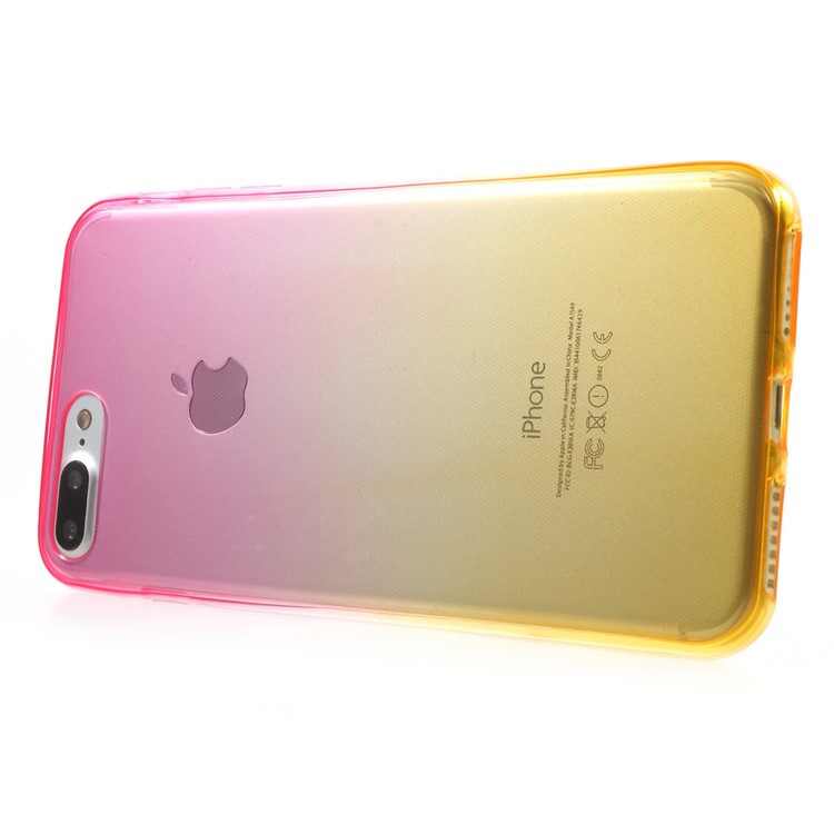 Gradient Color Touchable Front + Back 2-Piece TPU Flexible Shell for iPhone 7 Plus 5.5 - Rose / Yellow-3