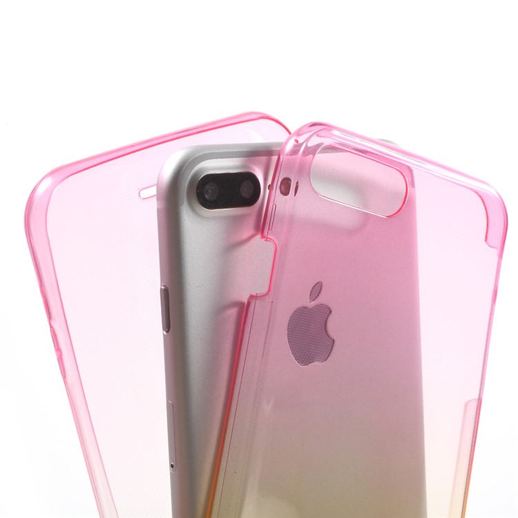 Gradient Color Touchable Front + Back 2-Piece TPU Flexible Shell for iPhone 7 Plus 5.5 - Rose / Yellow-6