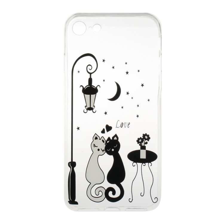 Pattern Printing Clear TPU Case for iPhone 7 4.7 inch - Sweet Cat Lovers-1