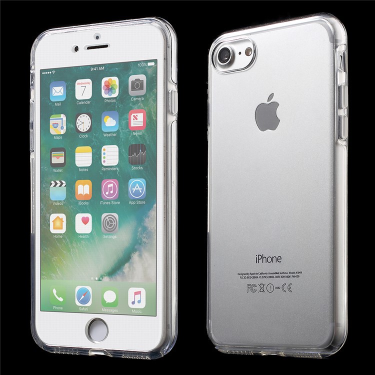 Touchable Front TPU + Back PC 2-piece 360 Degree Protection Phone Case for iPhone 7 4.7 - Transparent-1