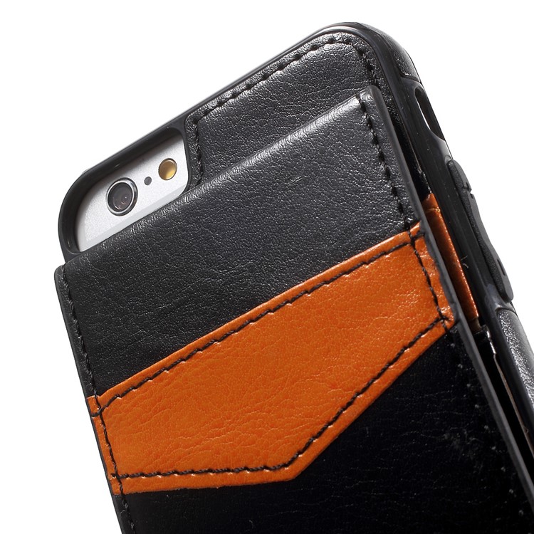 Card Slots Leather Coated TPU Stand Case for iPhone 6s 6 - Black-10