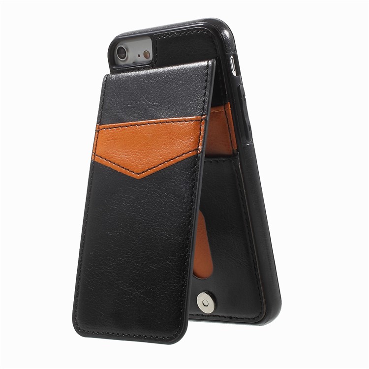 Card Slots Leather Coated TPU Stand Case for iPhone 6s 6 - Black-7