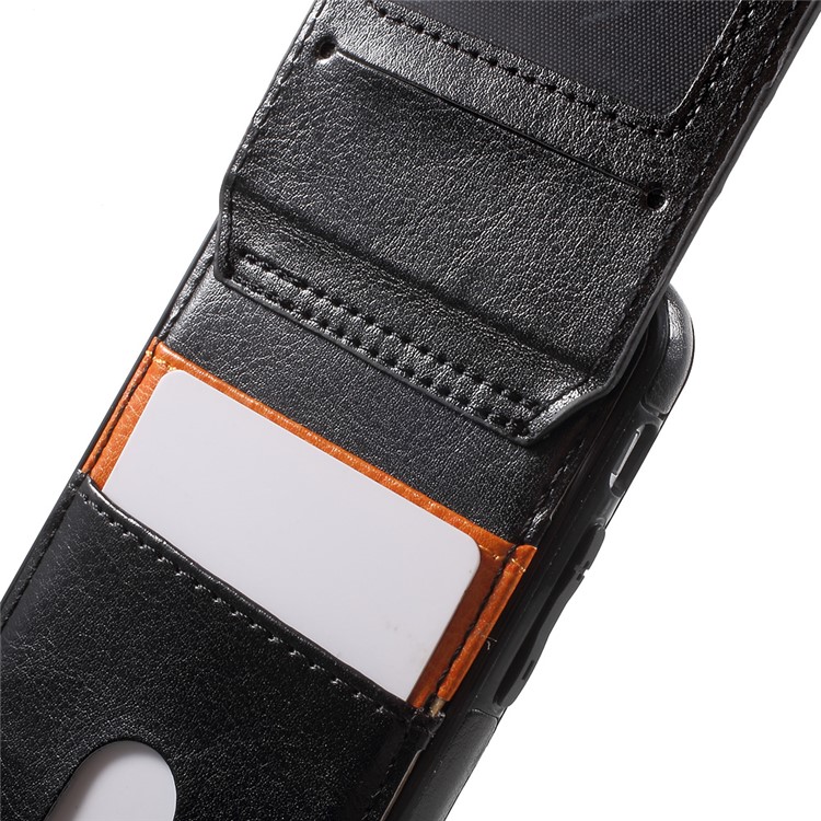 Card Slots Leather Coated TPU Stand Case for iPhone 6s 6 - Black-9