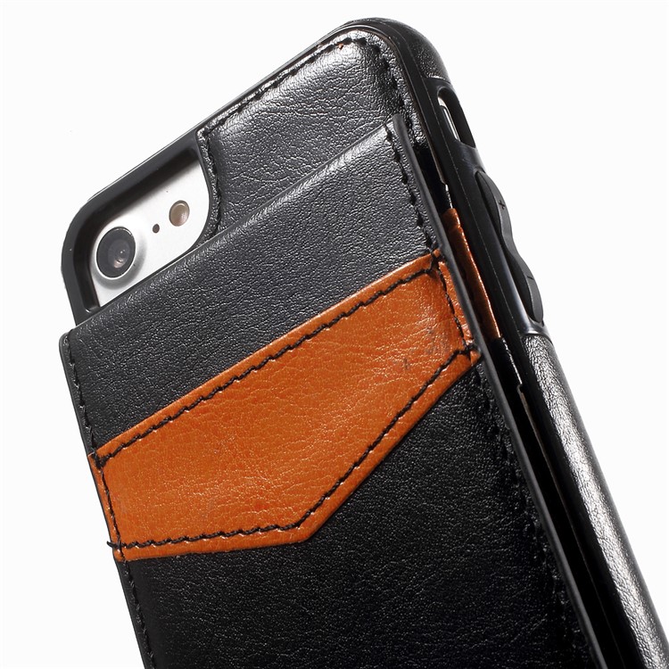 Card Slots Leather Coated TPU Kickstand Case for iPhone 7 4.7 inch - Black-11