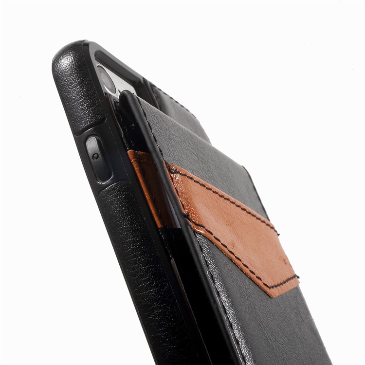 Card Slots Leather Coated TPU Kickstand Case for iPhone 7 4.7 inch - Black-12