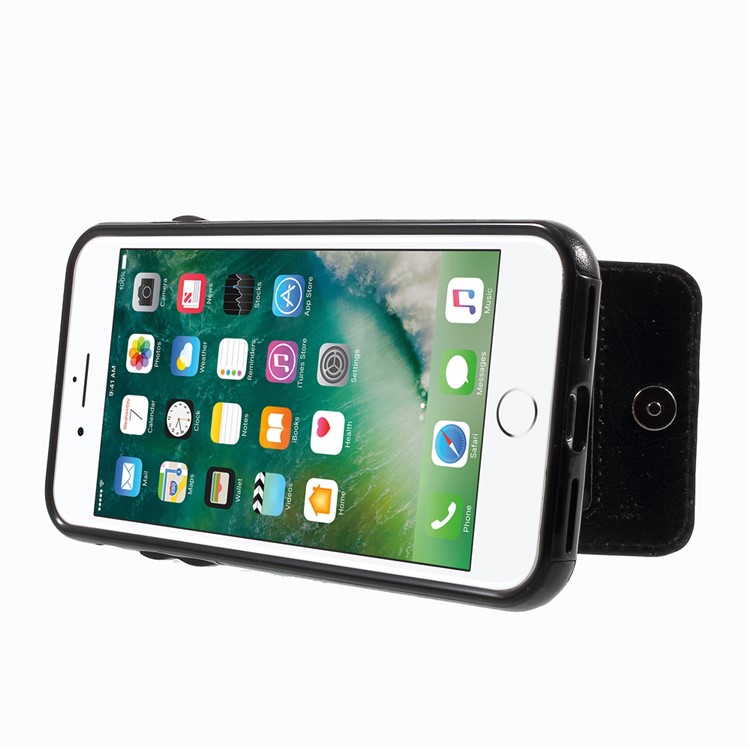Card Slots Leather Coated TPU Kickstand Case for iPhone 7 4.7 inch - Black-4
