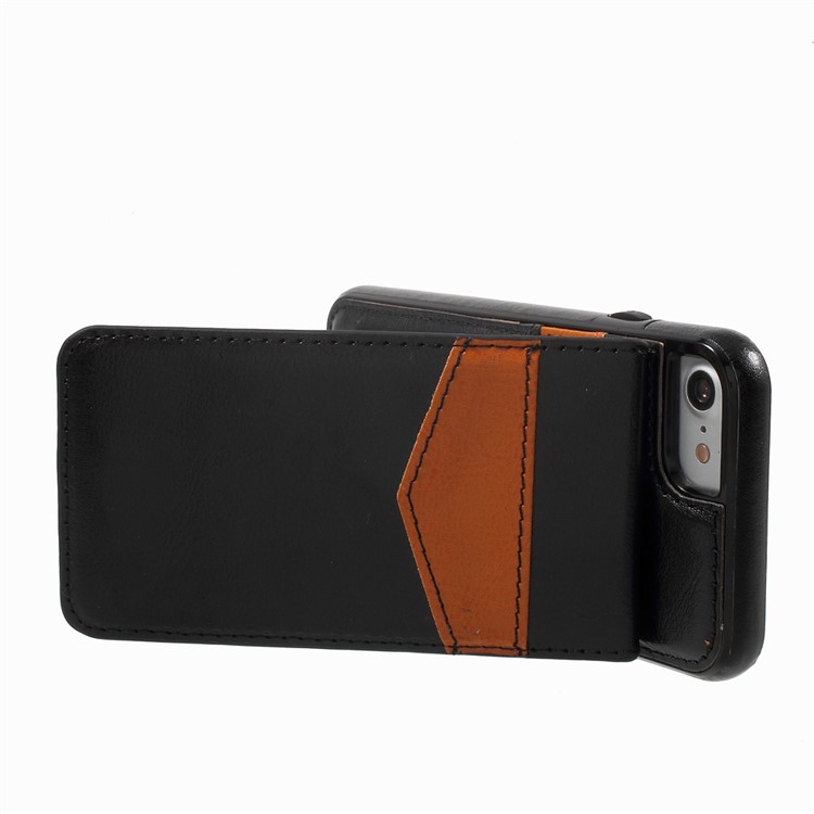 Card Slots Leather Coated TPU Kickstand Case for iPhone 7 4.7 inch - Black-5