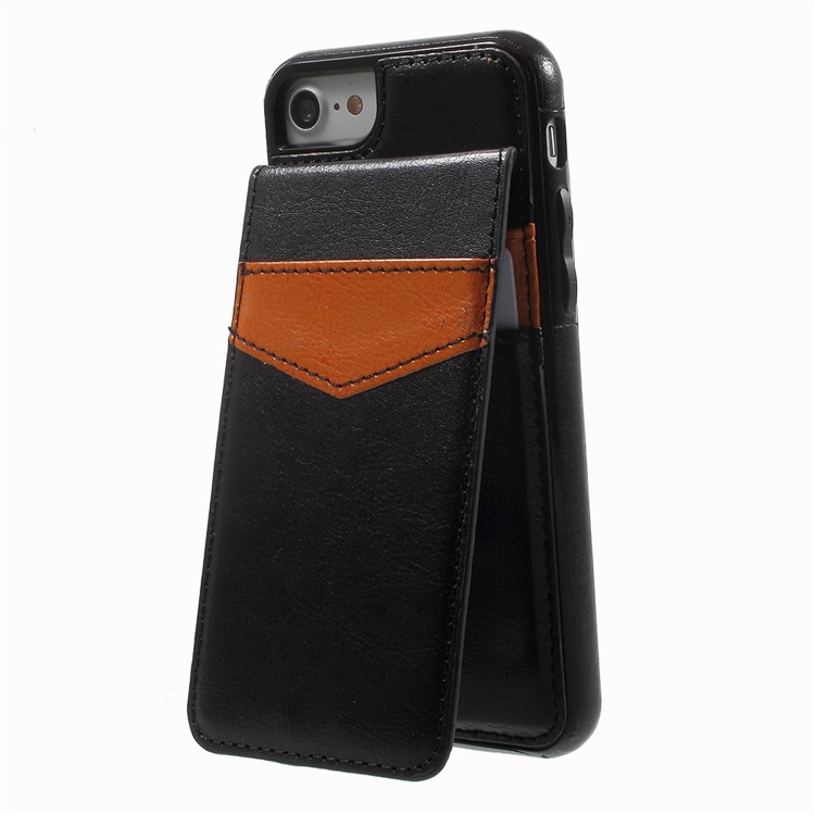 Card Slots Leather Coated TPU Kickstand Case for iPhone 7 4.7 inch - Black-7