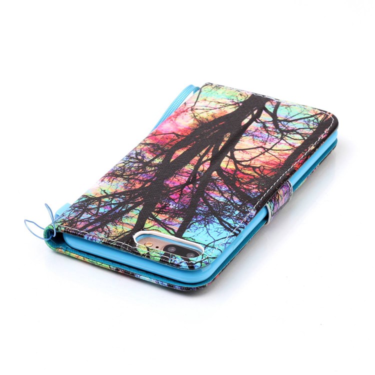 Wallet Leather Magnetic Case for iPhone 8 Plus / 7 Plus - Trees Pattern-6