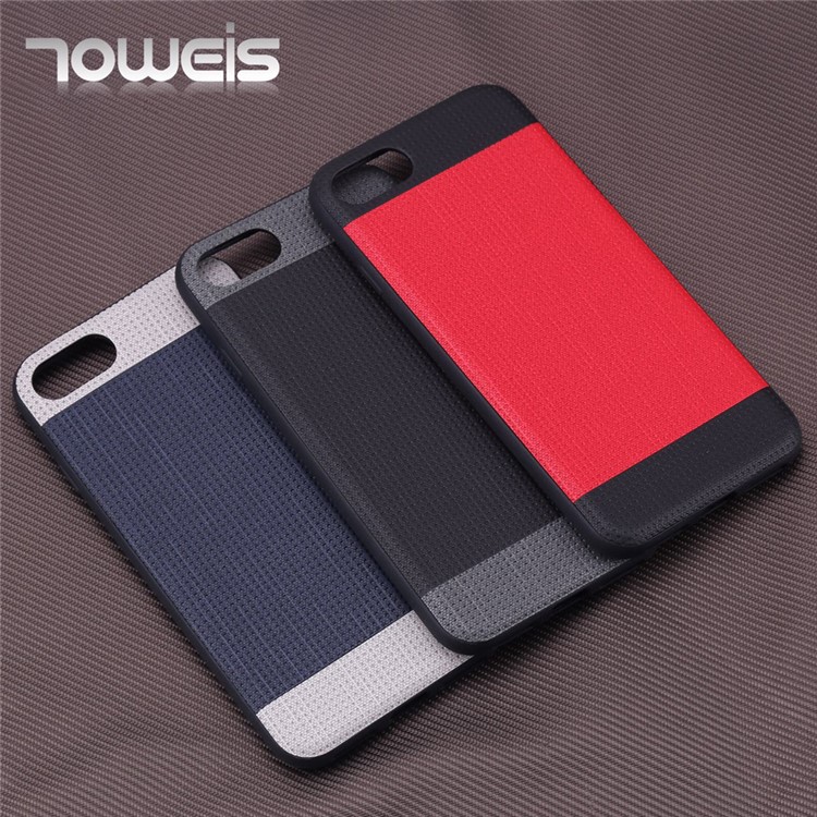 TOWEIS for iPhone 7 4.7 Mesh Design Leather Skin PC TPU Phone Case with Built-in Metal Sheet - Black-3