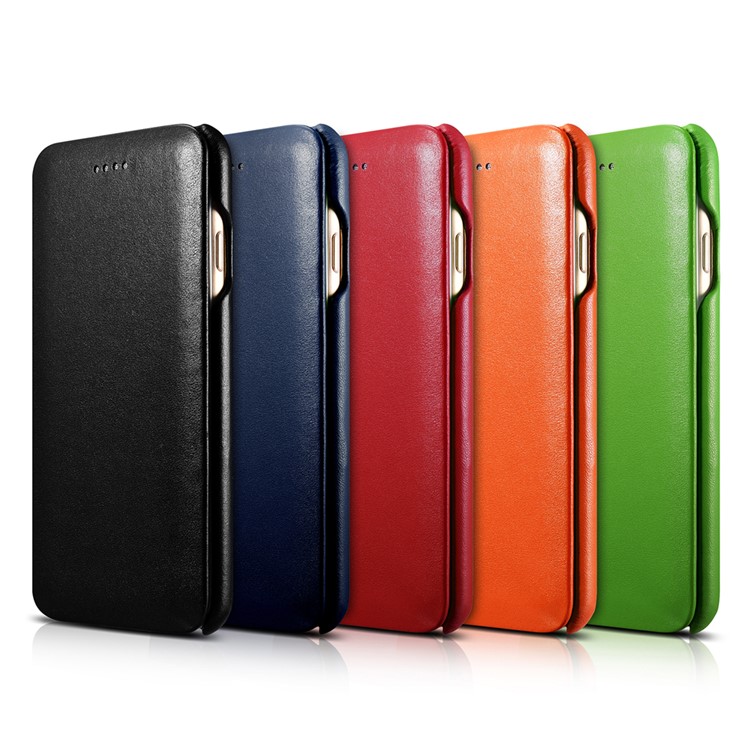 ICARER Gebogenen Rand Luxus-Serie Aus Echtem Leder Flip Case Für IPhone 7 4.7 - Schwarz-16