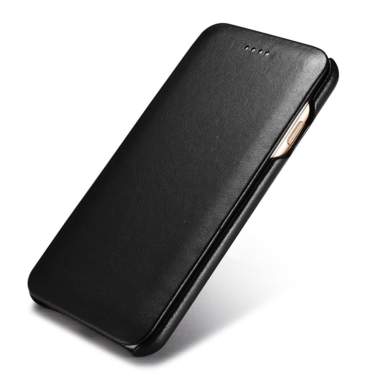 ICARER Gebogenen Rand Luxus-Serie Aus Echtem Leder Flip Case Für IPhone 7 4.7 - Schwarz-3