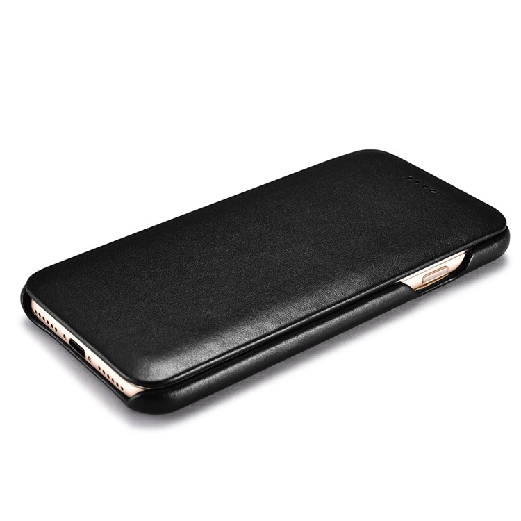 ICARER Gebogenen Rand Luxus-Serie Aus Echtem Leder Flip Case Für IPhone 7 4.7 - Schwarz-5