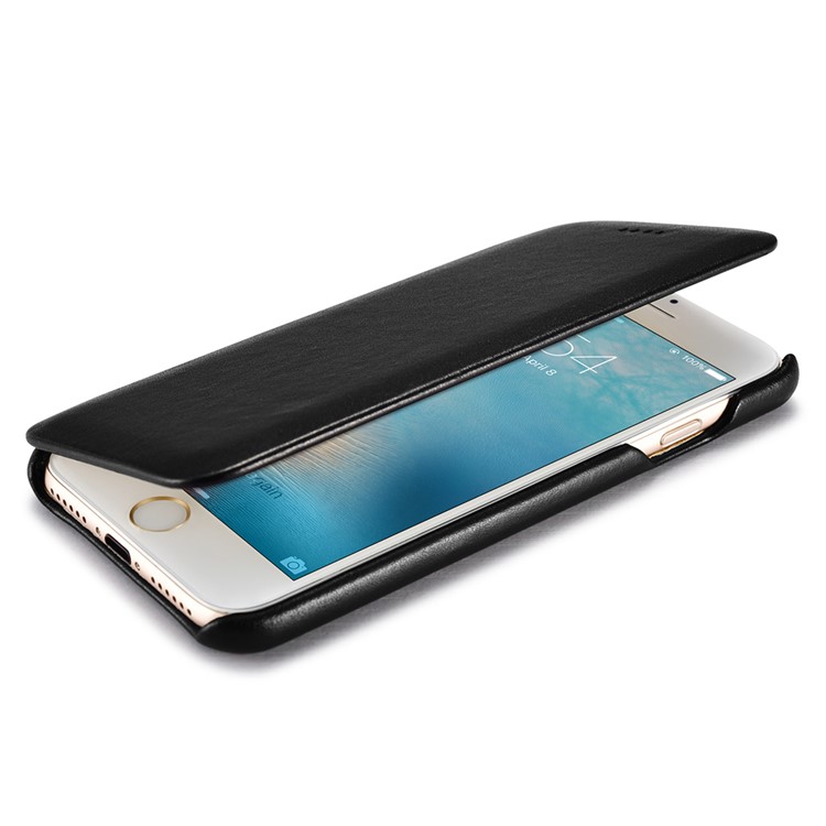 ICARER Gebogenen Rand Luxus-Serie Aus Echtem Leder Flip Case Für IPhone 7 4.7 - Schwarz-6