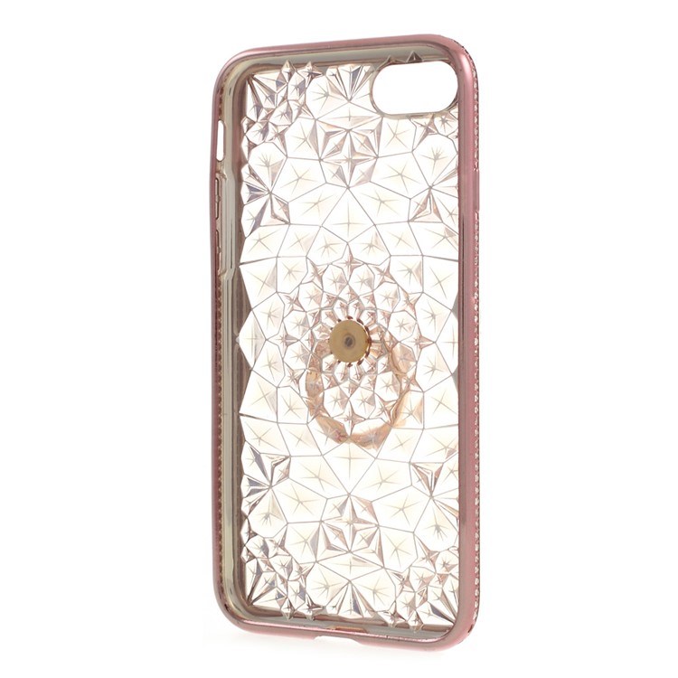 SHENGO 3D Diamond-pattern Crystal Decor TPU Ring Holder Kickstand Case for iPhone 8/7 4.7 - Rose Gold-10