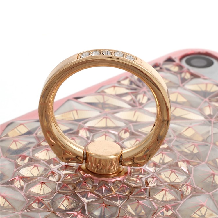SHENGO 3D Diamond-pattern Crystal Decor TPU Ring Holder Kickstand Case for iPhone 8/7 4.7 - Rose Gold-8