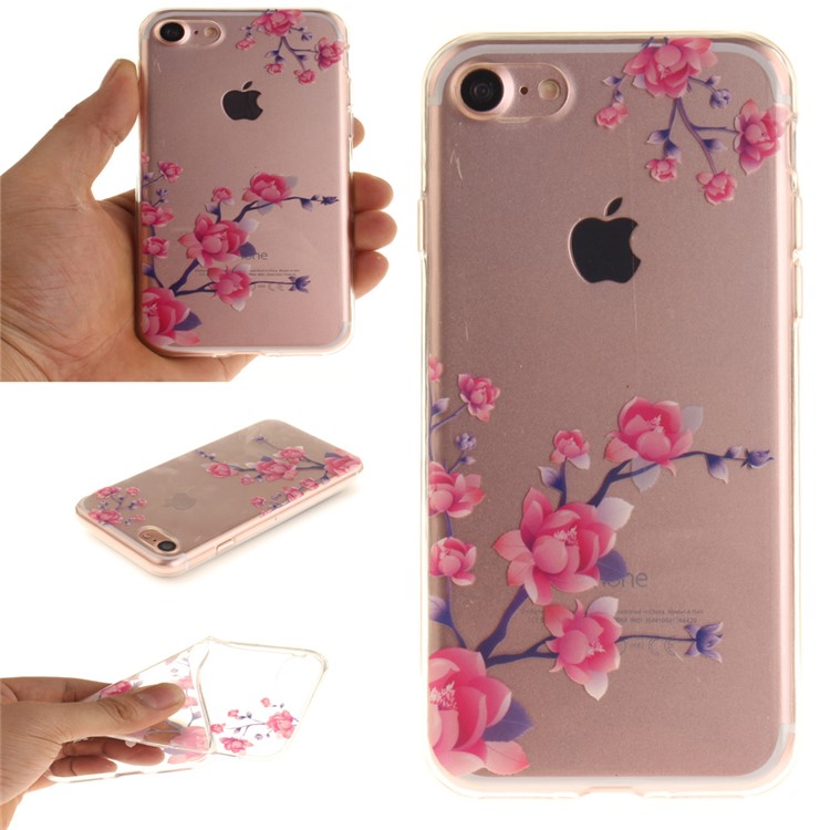 

IMD Patterned Clear TPU Mobile Phone Cover for iPhone 8/7 - Cherry Blossom