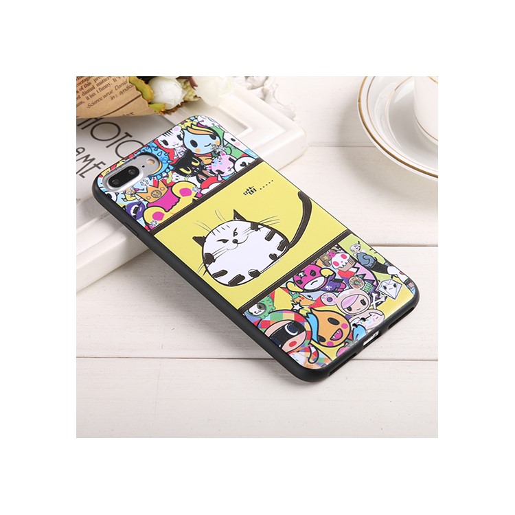 Embossment Soft TPU Case for iPhone 7 Plus 5.5 Inch - Cute Cat and Cartoon Pattern-1