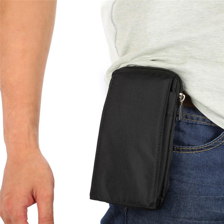 Wasserdichte Canvas Hakenschlaufe Klettverschluss Tasche für iPhone 8 Plus / X / 7 plus / Galaxie Vermerk 8, Telefone unter 6,4 Zoll - Schwarz-7