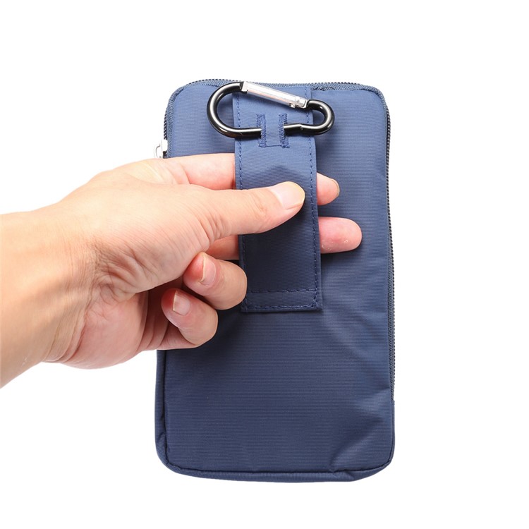 Bolsa De Cremallera De Bucle De Gancho Multifuncional Para IPhone 8 Plus / X / 7 Más / Galaxy Note 8, Teléfonos Menores De 6,4 Pulgadas. - Azul