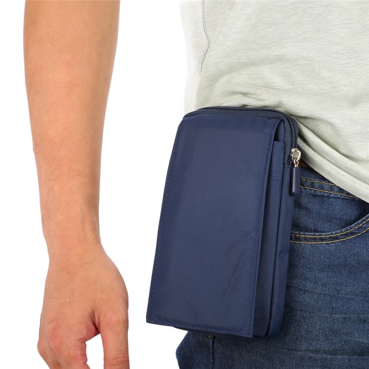 Multifunctional Hook Loop Velcro Zipper Pouch for iPhone 8 Plus / X / 7 Plus / Galaxy Note 8, Phones under 6.4 Inch - Blue-7