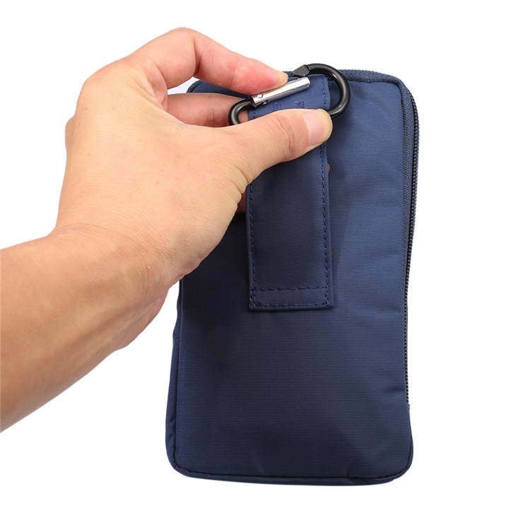 Bolsa De Cremallera De Bucle De Gancho Multifuncional Para IPhone 8 Plus / X / 7 Más / Galaxy Note 8, Teléfonos Menores De 6,4 Pulgadas. - Azul