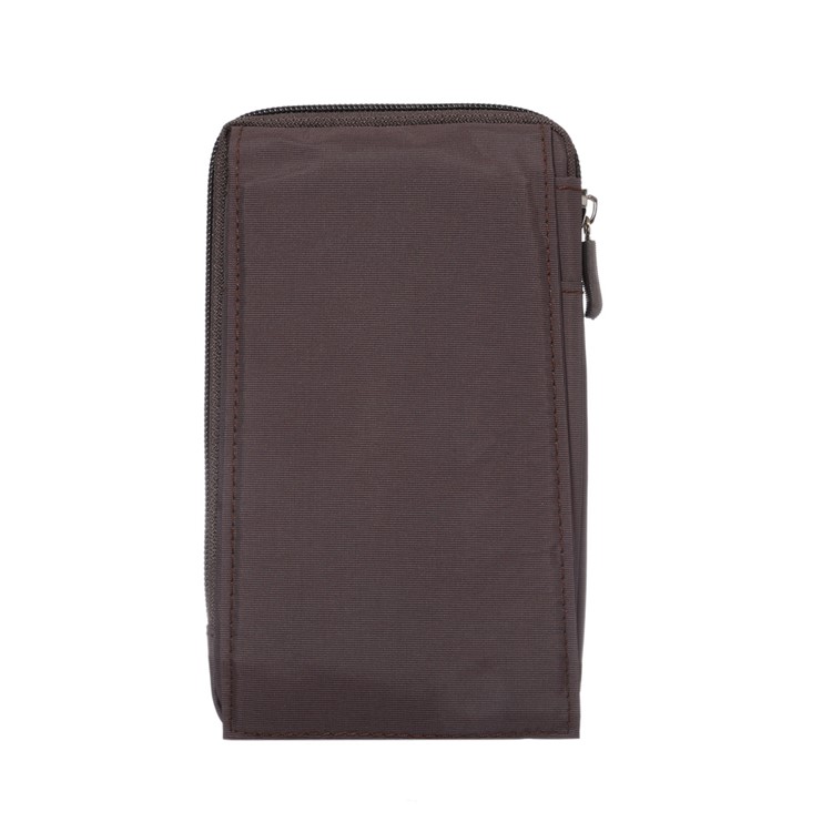 3 Compartments Zipper Bag Pouch with Lanyard for iPhone 8 Plus / X / 7 Plus / Galaxy Note 8, Phones under 6.4 Inch - Brown-2