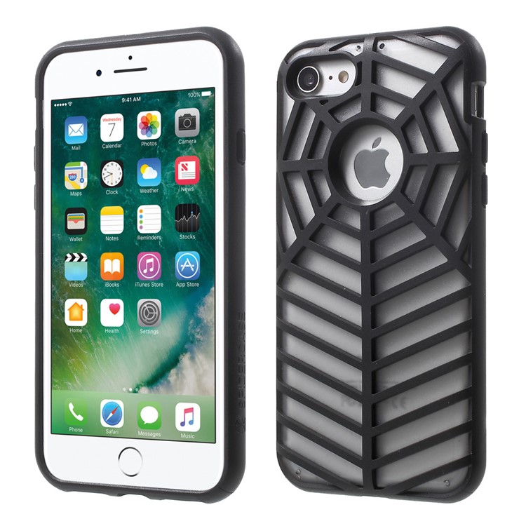 SPIDERCASE Rugged Arc Curved TPU PC Phone Case for iPhone 7 4.7 inch - Black-4