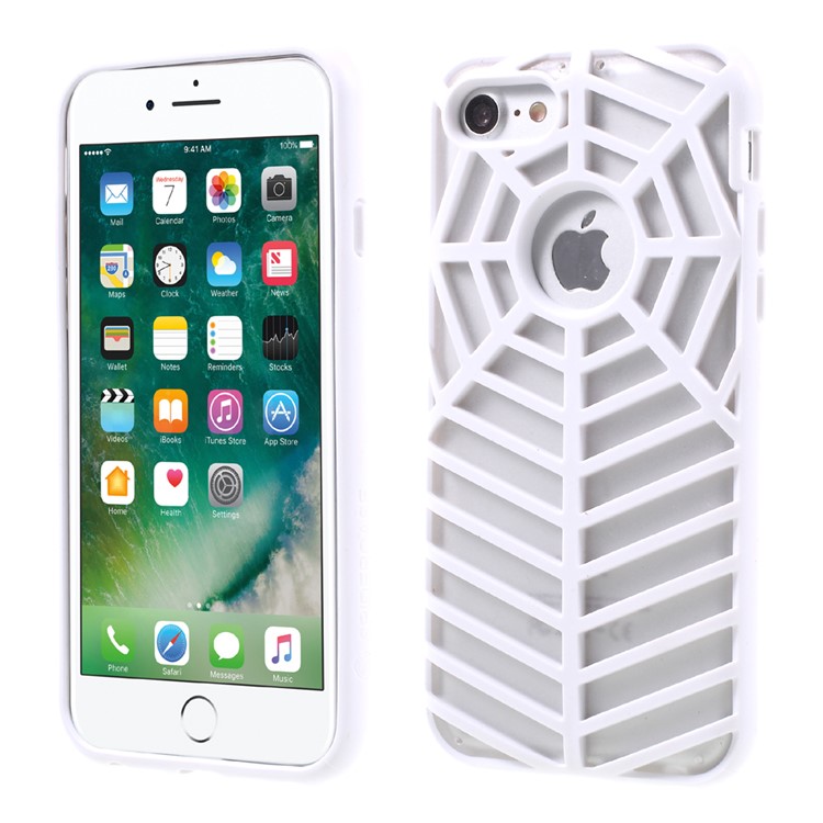 SPIDERCASE Rugged Arc Curved TPU PC Phone Cover for iPhone 7 4.7 inch - White-2