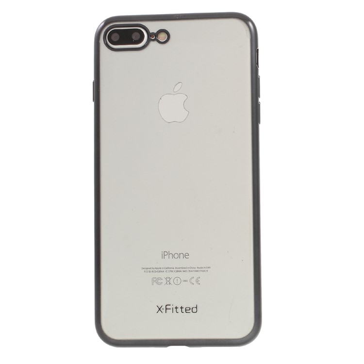 X-FITTED for iPhone 7 Plus Electroplated Clear TPU Case - Black-2