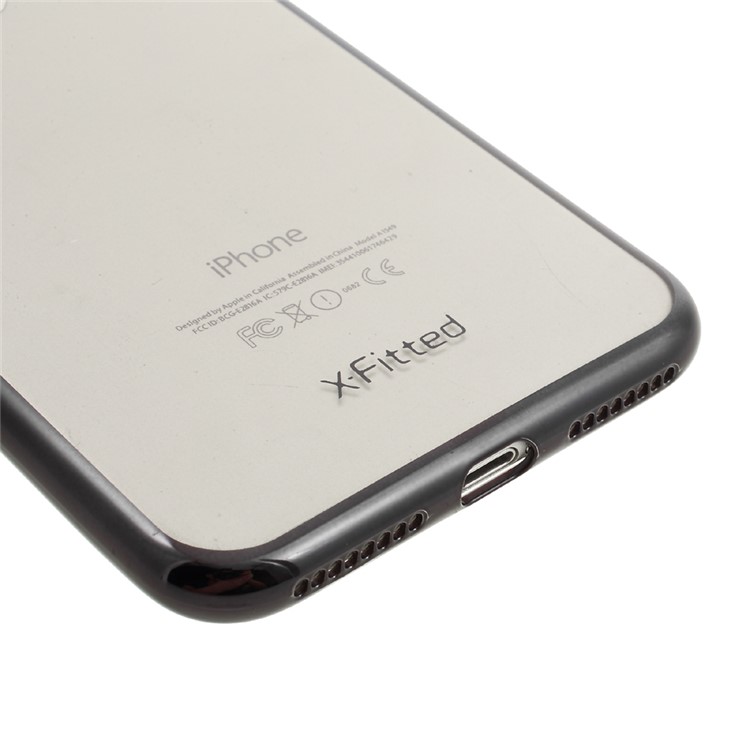 X-FITTED for iPhone 7 Plus Electroplated Clear TPU Case - Black-4