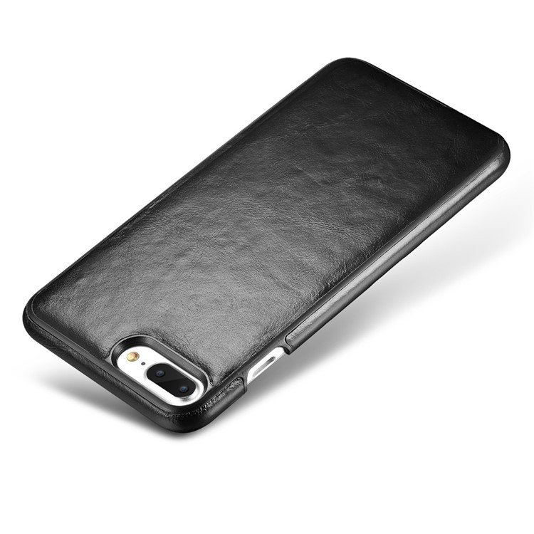 OATSBASF Cowhide Leather Coated Hard Phone Case for iPhone 7 Plus 5.5 inch - Black-2