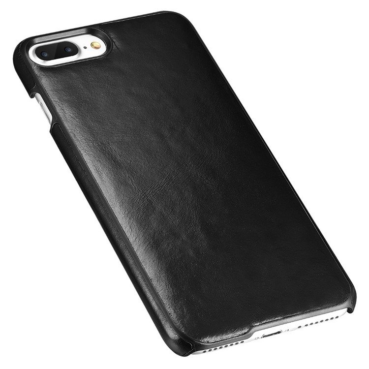 OATSBASF Cowhide Leather Coated Hard Phone Case for iPhone 7 Plus 5.5 inch - Black-3