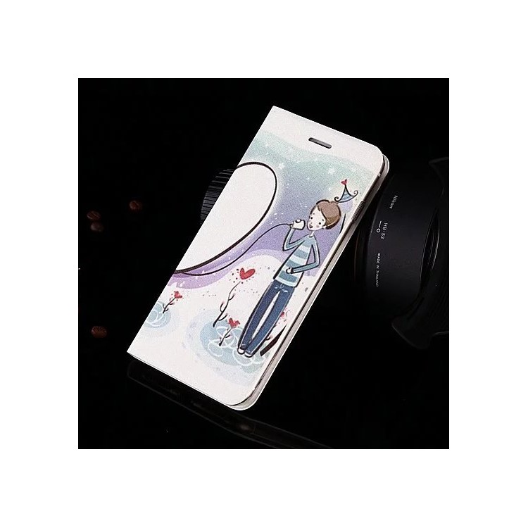 Pattern Printing Flip Leather Stand Case for iPhone 7 Plus 5.5 inch - Girl and Boy Lovers-1
