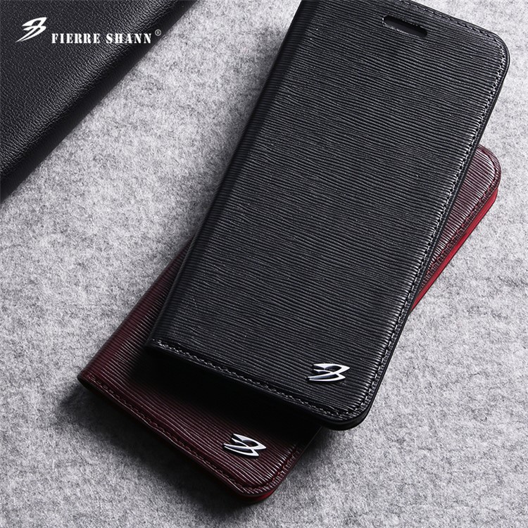 FIERRE SHANN Toothpick Grain Genuine Leather Flip Case for iPhone 7 4.7 Inch - Black-9