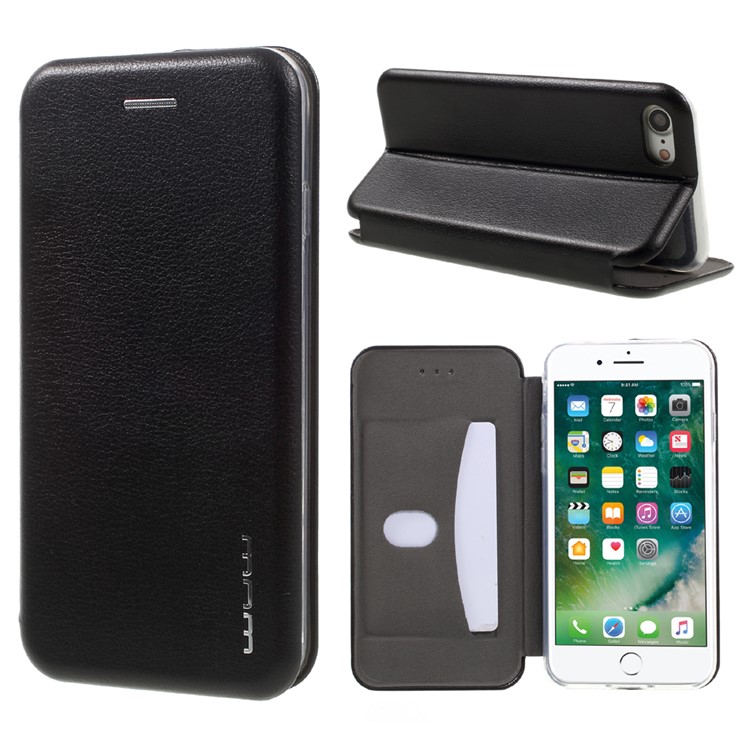WUW Leather Card Holder Phone Case for iPhone 7 4.7 inch - Black-1
