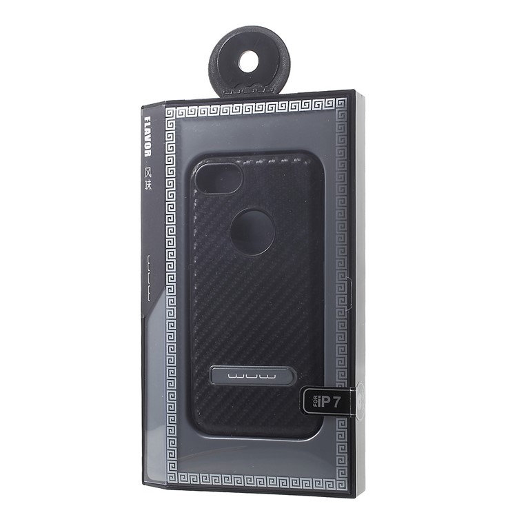 WUW Flavor A Series for iPhone 7 Carbon Fiber Leather Coated TPU PC Hybrid Case - Black-10