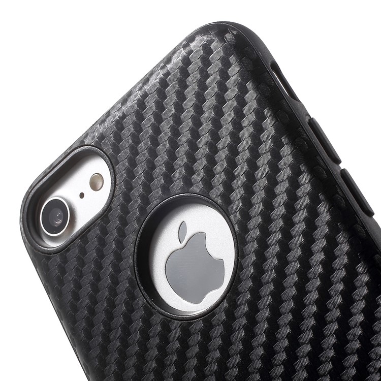 WUW Flavor A Series for iPhone 7 Carbon Fiber Leather Coated TPU PC Hybrid Case - Black-7