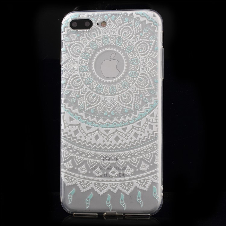 XINCUCO Gradient Lace Pattern TPU Case for iPhone 7 Plus 5.5 inch - White / Cyan-1