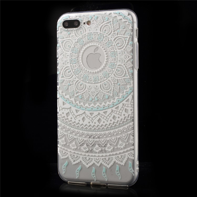 XINCUCO Gradient Lace Pattern TPU Case for iPhone 7 Plus 5.5 inch - White / Cyan-2