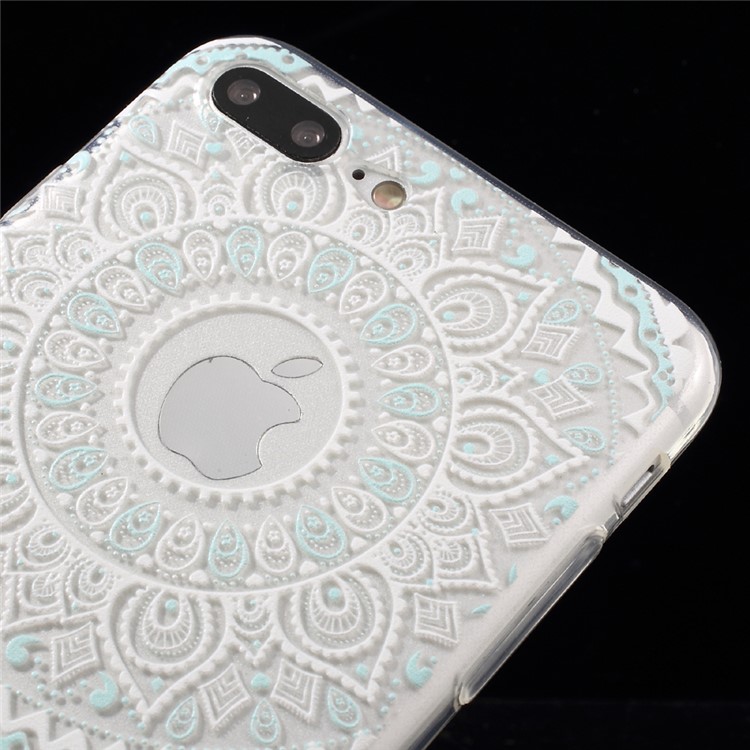 XINCUCO Gradient Lace Pattern TPU Case for iPhone 7 Plus 5.5 inch - White / Cyan-4